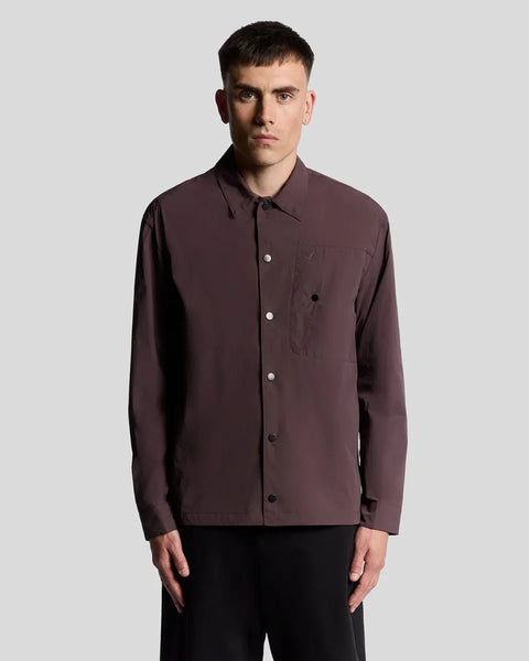 Lyle & Scott LW2310V Crinkle Nylon Overshirt In Espresso