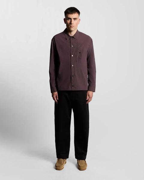 Lyle & Scott LW2310V Crinkle Nylon Overshirt In Espresso