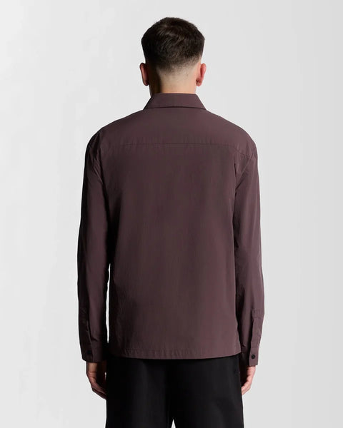 Lyle & Scott LW2310V Crinkle Nylon Overshirt In Espresso