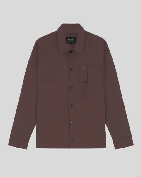 Lyle & Scott LW2310V Crinkle Nylon Overshirt In Espresso