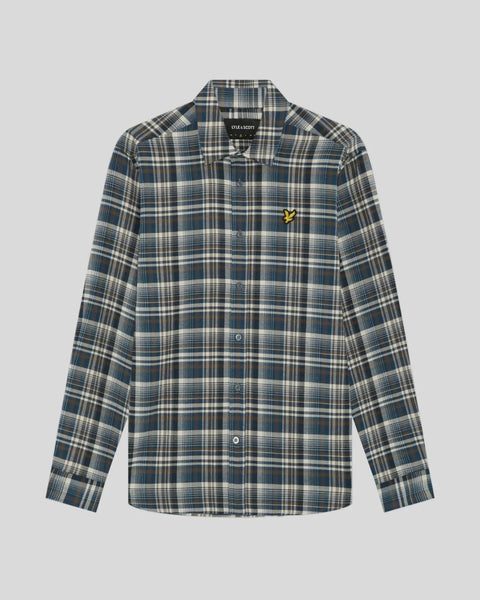 Lyle & Scott LW2509V Offset Check Shirt In Aegean Blue (W329)