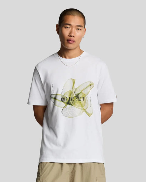 Lyle & Scott TS2209V 3D Line Graphic T-shirt In White/ Smoke Green