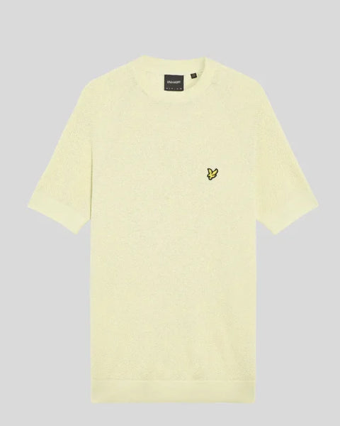 Lyle & Scott KN2214V Linen Blend Knitted T-shirt In Luna