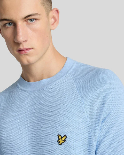 Lyle & Scott KN2214V Linen Blend Knitted T-Shirt In Light Blue