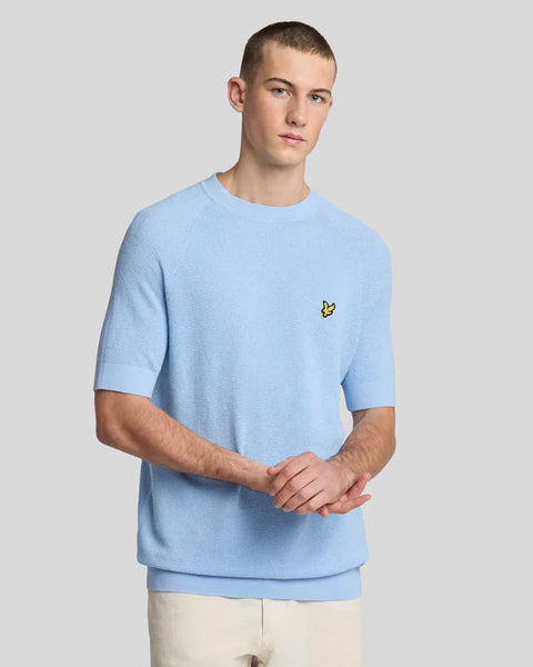 Lyle & Scott KN2214V Linen Blend Knitted T-Shirt In Light Blue