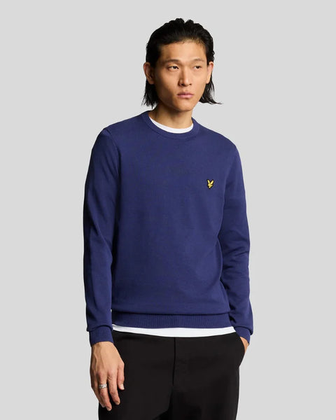 Lyle & Scott KN2136V Cotton Crew Neck Jumper In Deep Indigo