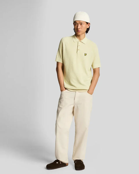 Lyle & Scott KN2215V Linen Blend Knittes Polo In Luna