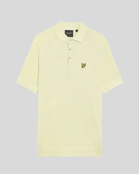 Lyle & Scott KN2215V Linen Blend Knittes Polo In Luna