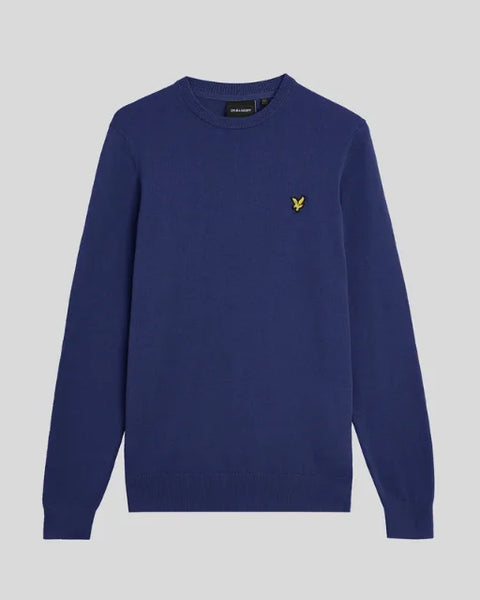 Lyle & Scott KN2136V Cotton Crew Neck Jumper In Deep Indigo