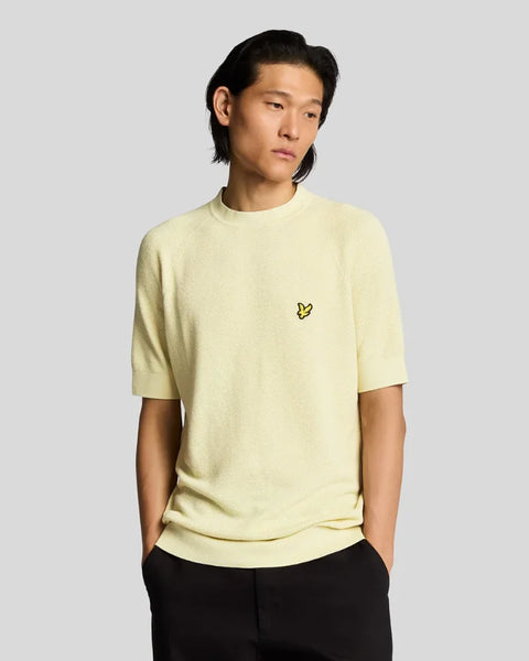 Lyle & Scott KN2214V Linen Blend Knitted T-shirt In Luna