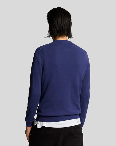 Lyle & Scott KN2136V Cotton Crew Neck Jumper In Deep Indigo