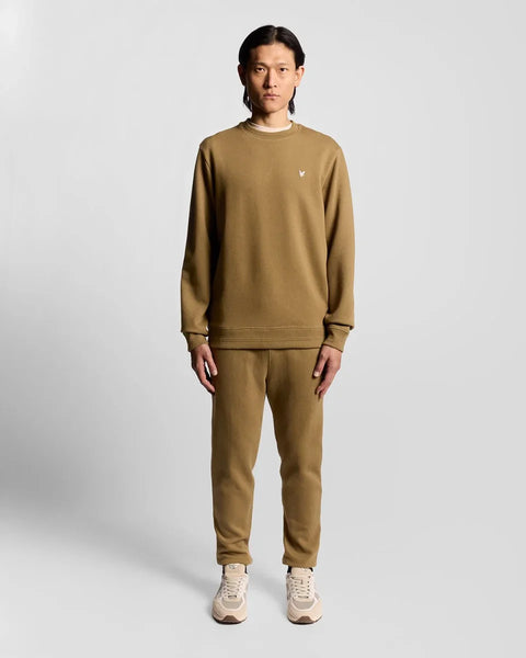 Lyle & Scott ML2353V Diagonal Weave Crew Neck Sweatshirt In Dusky Green