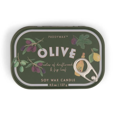 Paddywax Bistro 4.5oz/127g Olive Printed Tin Candle