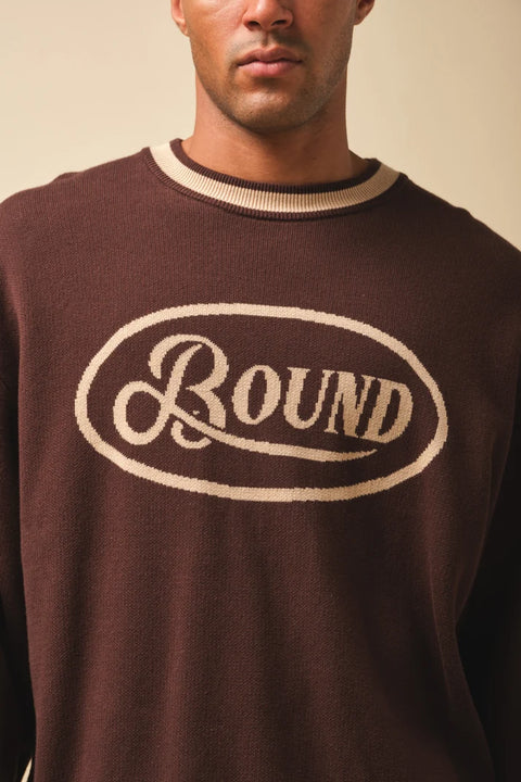 Bound Retro Disc Knit Sweater - Brown