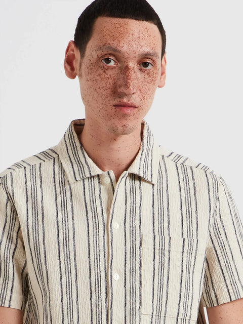 Farah F4WSG032 Simon Ss Stripe  In Ecru