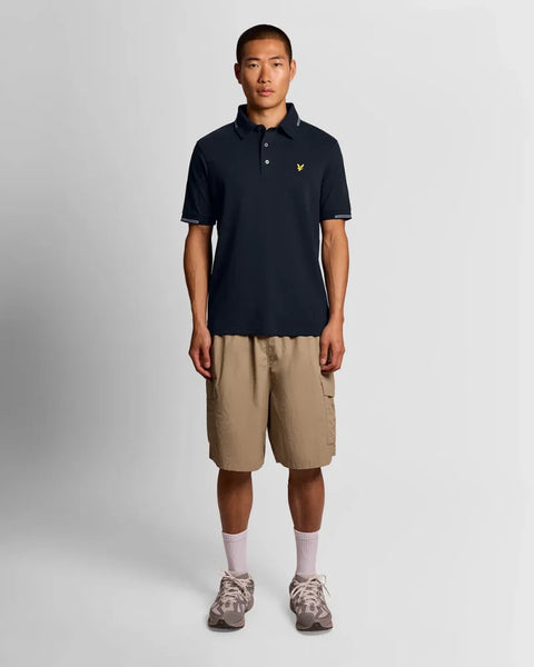 Lyle & Scott SP2402V Fine Tipped Polo Shirt In Y155 Dark Navy/ Chalk Blue