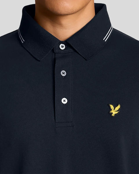 Lyle & Scott SP2402V Fine Tipped Polo Shirt In Y155 Dark Navy/ Chalk Blue