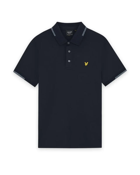 Lyle & Scott SP2402V Fine Tipped Polo Shirt In Y155 Dark Navy/ Chalk Blue