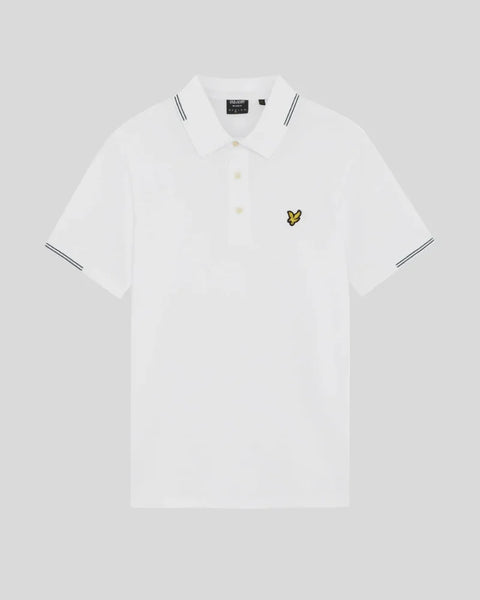 Lyle & Scott SP2402V Fine Tipped Polo Shirt In Y162 White/Everglade