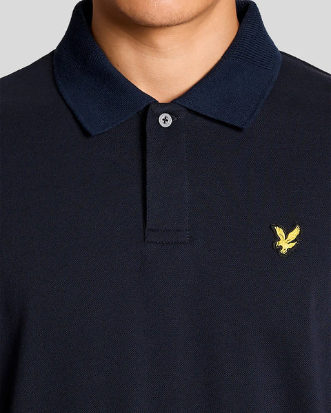 Lyle & Scott SP2414V Jacquard Collar Polo Shirt In Z271 Dark Navy