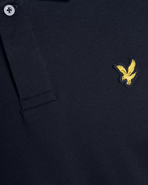 Lyle & Scott SP2414V Jacquard Collar Polo Shirt In Z271 Dark Navy