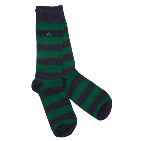 Swole Panda SP283-L Green and Navy Striped Socks