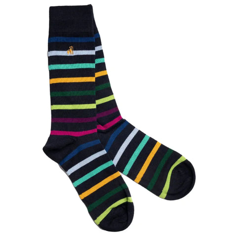 Swole Panda SP348-L Black Small Stripe Socks