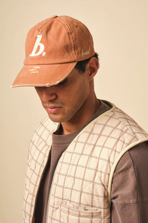 Bound Stamp Distressed Cap - Orange