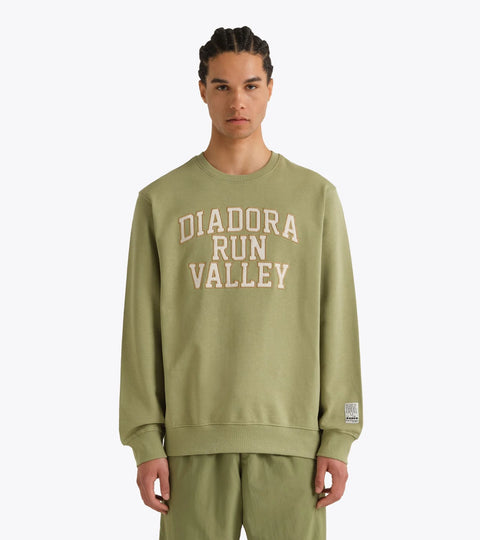 Diadora Sweatshirt Crew Neck Run Valley In Sage Green