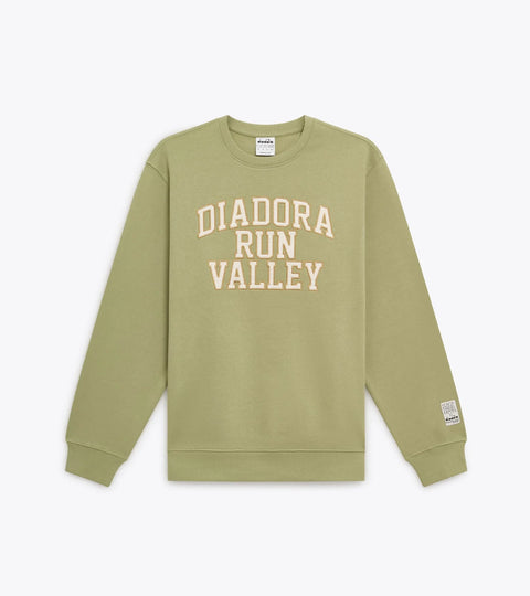 Diadora Sweatshirt Crew Neck Run Valley In Sage Green