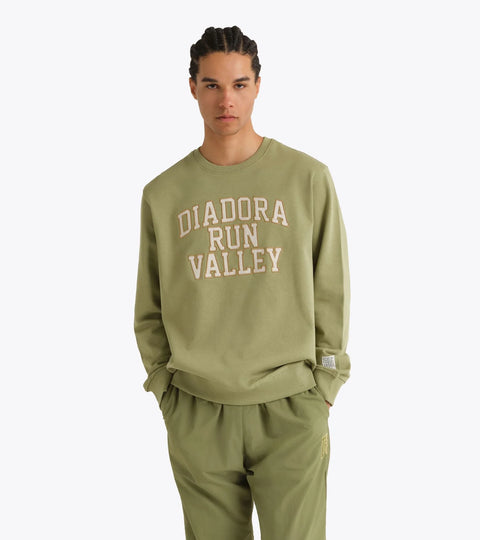 Diadora Sweatshirt Crew Neck Run Valley In Sage Green