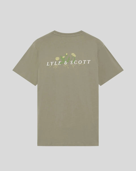 Lyle & Scott TS2417V Dandelion Script Graphic T-shirt In Y129 Lint