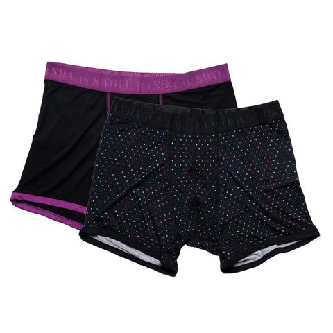 Swole Panda SP-UN-TWIN-06 Purple/Black & Multi Spot Boxers Twin Pack