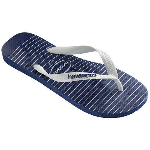 Havaianas nautical top flip flops in navy blue/white