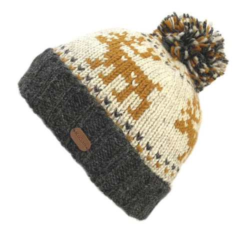 Kusan Pk2100 Reindeer Bobble Hat In Caramel