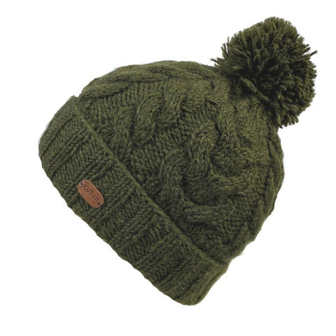 Kusan Pk2228 Cable Bobble Hat In Khaki